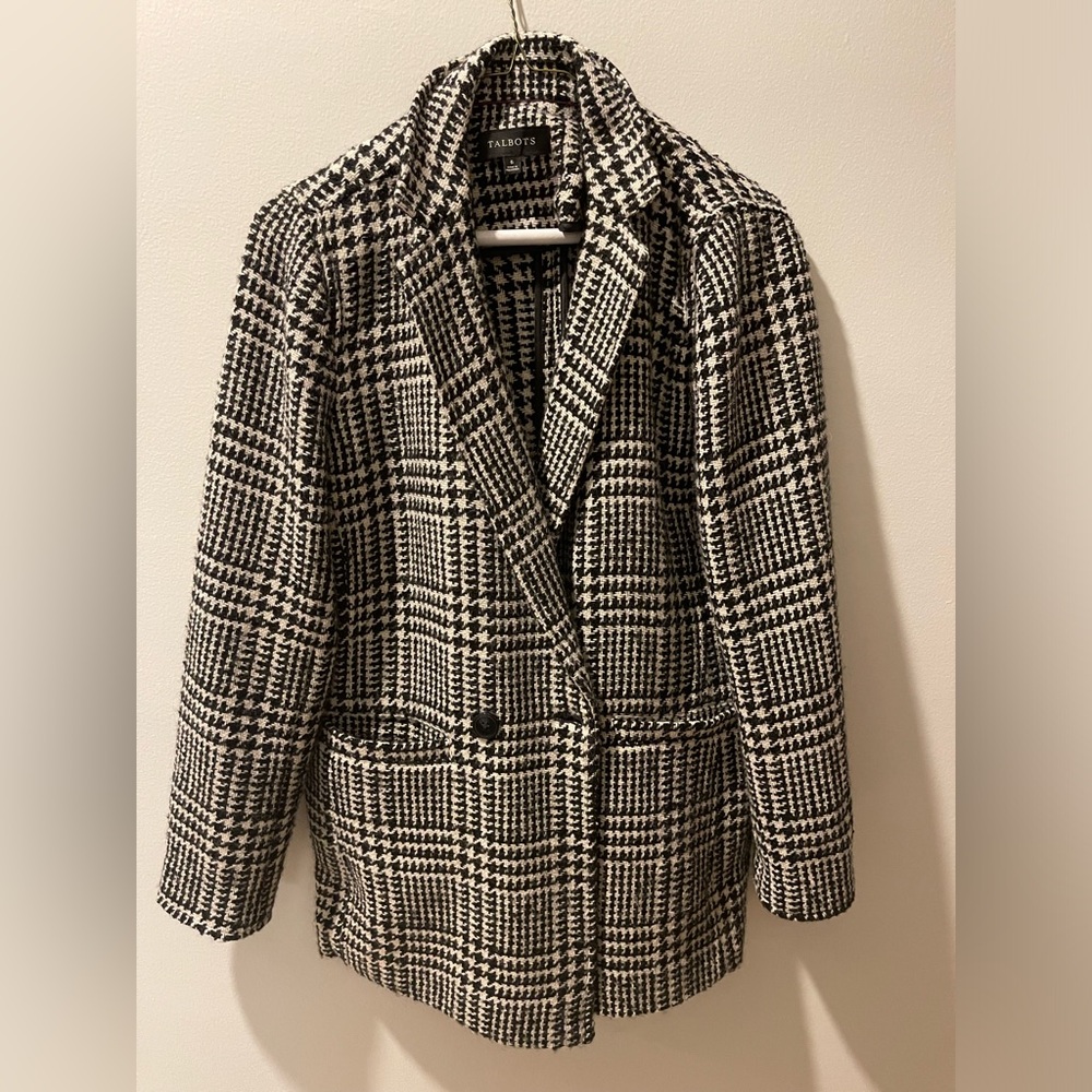 Talbots Black and White Plaid Jacket